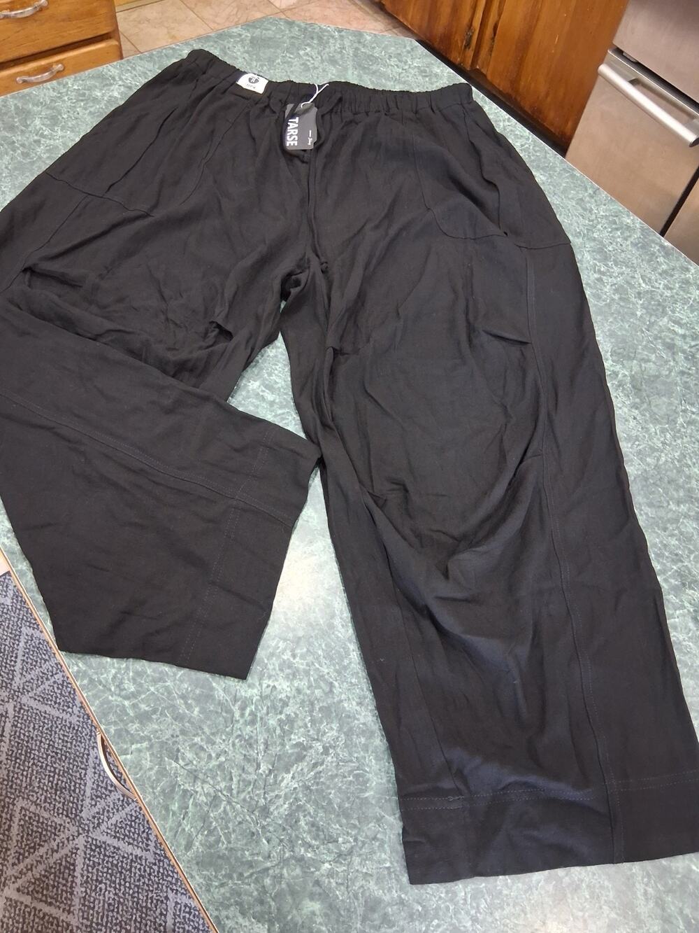NWT Tarse Linen Blend Wide Leg Pull On Harem Pants Drawstring Womens XL Boho